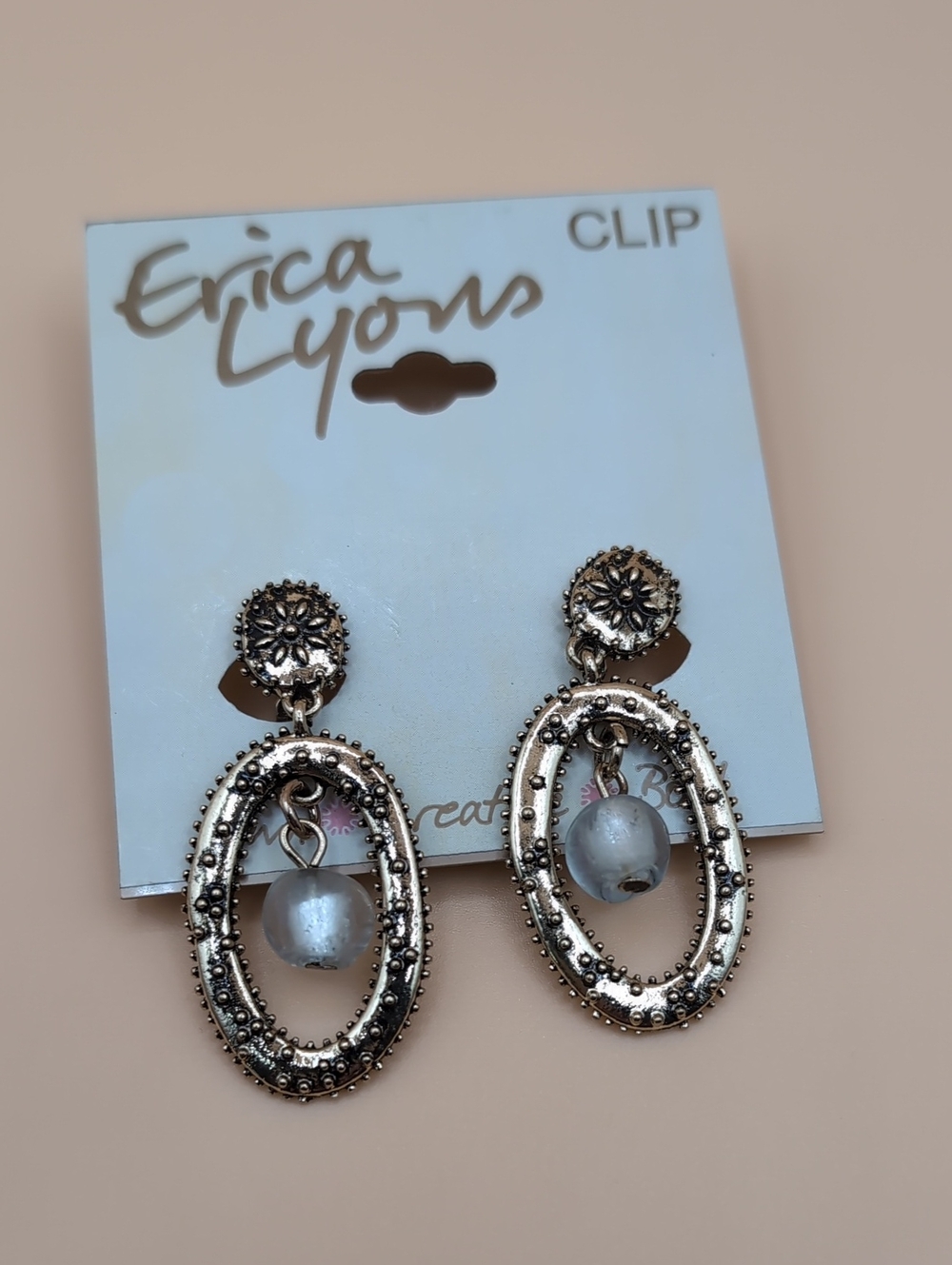Clip ERICA LYONS Goldtone Dangle Earrings NWT $20